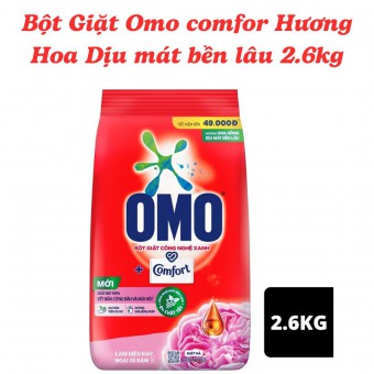 Bột Giặt Omo comfor  Hương Hoa Dịu mát bền lâu 2.6kg